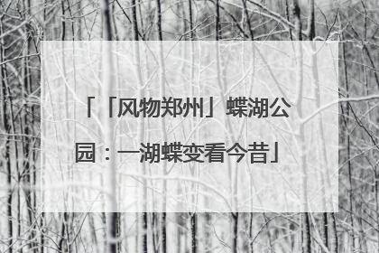 「风物郑州」蝶湖公园：一湖蝶变看今昔