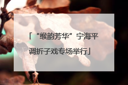“缑韵芳华”宁海平调折子戏专场举行