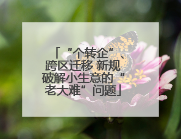 “个转企”、跨区迁移 新规破解小生意的“老大难”问题