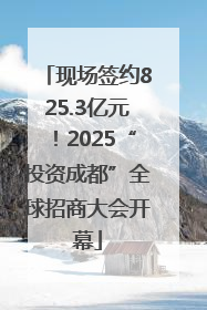 现场签约825.3亿元！2025“投资成都”全球招商大会开幕