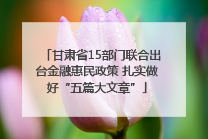 甘肃省15部门联合出台金融惠民政策 扎实做好“五篇大文章”