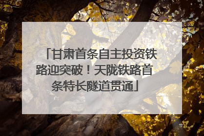 甘肃首条自主投资铁路迎突破！天陇铁路首条特长隧道贯通