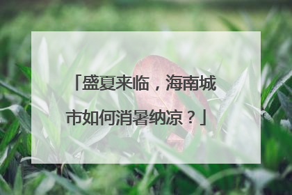 盛夏来临，海南城市如何消暑纳凉？