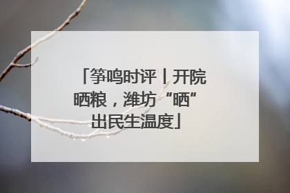 筝鸣时评丨开院晒粮，潍坊“晒”出民生温度