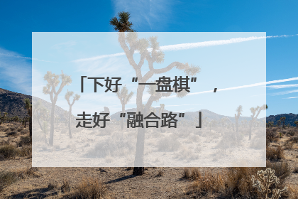 下好“一盘棋”，走好“融合路”