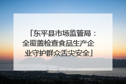 东平县市场监管局：全覆盖检查食品生产企业守护群众舌尖安全