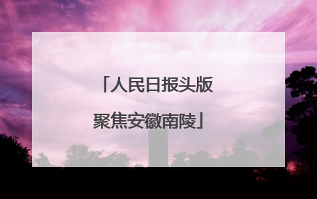 人民日报头版聚焦安徽南陵