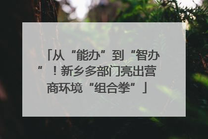 从“能办”到“智办”！新乡多部门亮出营商环境“组合拳”