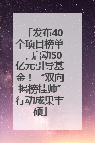 发布40个项目榜单，启动50亿元引导基金！“双向揭榜挂帅”行动成果丰硕
