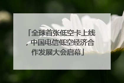 全球首张低空卡上线，中国电信低空经济合作发展大会启幕