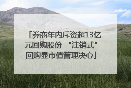券商年内斥资超13亿元回购股份 “注销式”回购显市值管理决心