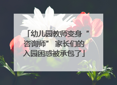 幼儿园教师变身“咨询师” 家长们的入园困惑被承包了