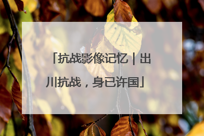 抗战影像记忆｜出川抗战，身已许国