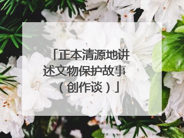 正本清源地讲述文物保护故事（创作谈）