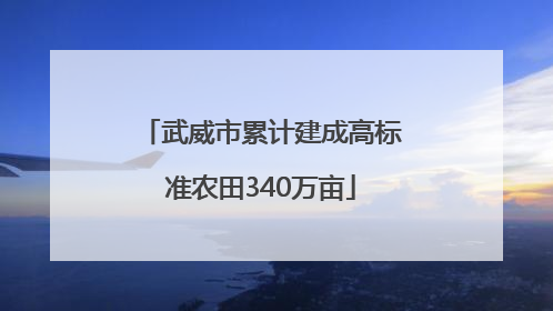 武威市累计建成高标准农田340万亩