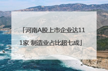 河南A股上市企业达111家 制造业占比超七成