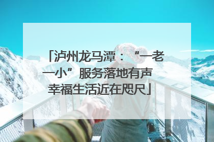 泸州龙马潭：“一老一小”服务落地有声 幸福生活近在咫尺