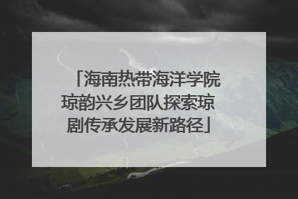 海南热带海洋学院琼韵兴乡团队探索琼剧传承发展新路径