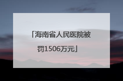 海南省人民医院被罚1506万元