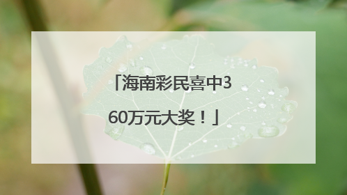 海南彩民喜中360万元大奖！