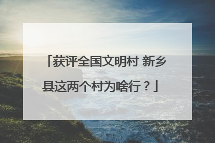 获评全国文明村 新乡县这两个村为啥行？