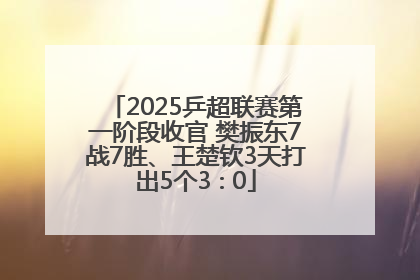 2025乒超联赛第一阶段收官 樊振东7战7胜、王楚钦3天打出5个3∶0