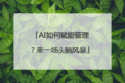 AI如何赋能管理？来一场头脑风暴